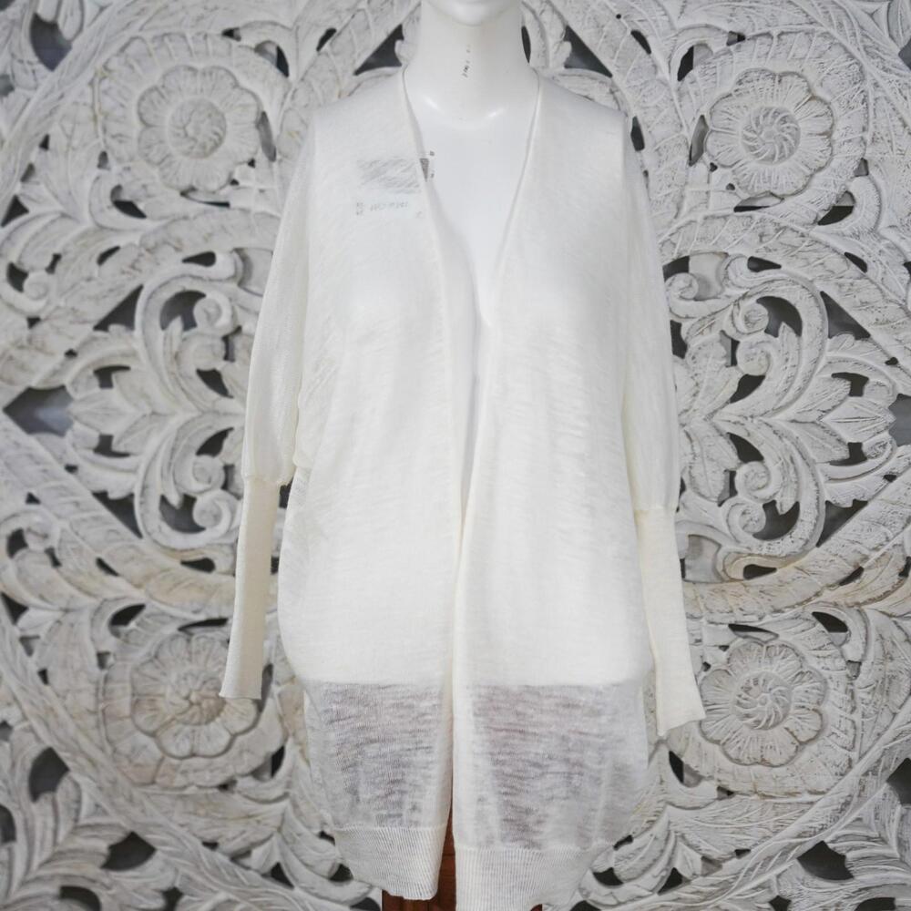 Aritzia Community Linen Blend Open Front Longline Cardigan Ivory XS